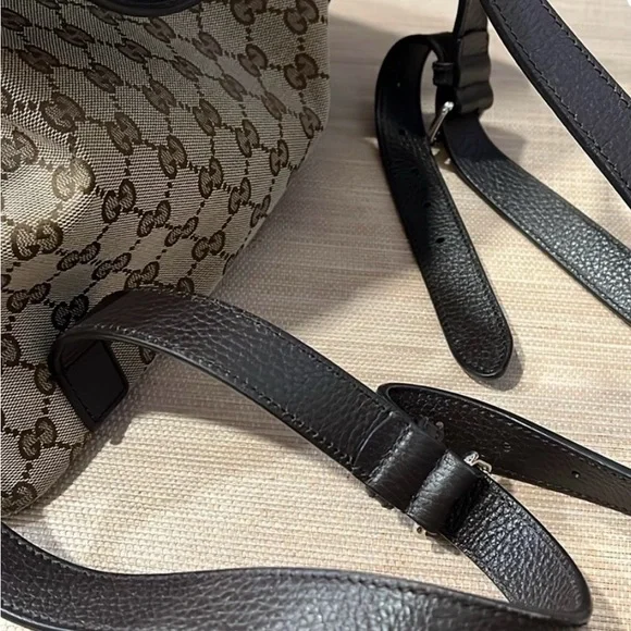 Gucci Tan and Brown Monogram Backpack - Picture 12 of 13